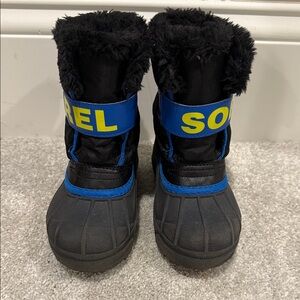 Sorel Kids Black and Blue Snow Boots